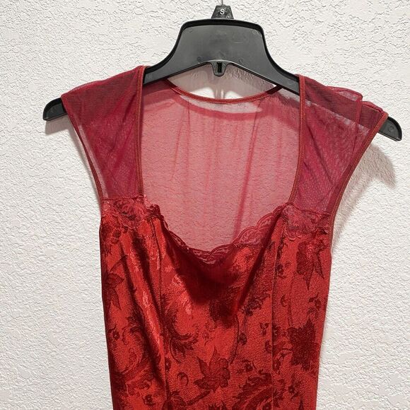 VIntage Victoria's Secret Gold Label Maxi Slip dress Burgundy Nightgown Chemise - Picture 2 of 11